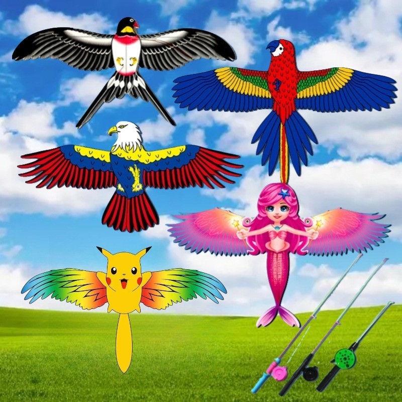 Cần Câu Diều, Phim Hoạt Hình Diều Năng Động Cho Trẻ Em, Đồ Chơi Mini Bằng Nhựa Vẹt Đại Bàng Nuốt Diề