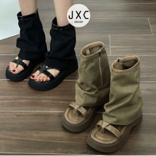 Thời trang Hàn Quốc Dài-Top Giày Sandal Cao Cấp Phong Cách Y2K Dây Đeo Khóa Phẳng Dép Mũi Lật Đế PU Đế Giữa Gót Giày Sandal Thời Trang Phù Hợp Với Giày Nữ Sinh Kỳ Nghỉ