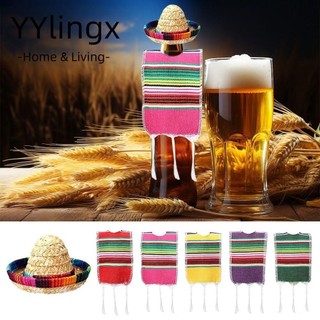 Mũ Sombrero Nhỏ, Chủ Đề Mexico Chai Nhiều Màu Sắc Serapes, Phụ Kiện Fiesta Trang Trí Tiệc Trang Trí Bia Poncho Cover