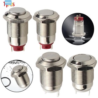 1 Công tắc nút nhấn kim loại tròn 12mm Thiết lập lại nguồn tạm thời / Tự khóa