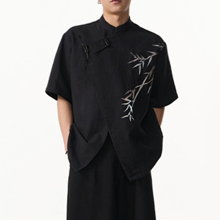 Thêu Phong Cách Trung Hoa Áo Sơ Mi Nam Tay Ngắn Mùa Hè 2024 Ruffian Đẹp Trai Thiết Kế Áo Sơ Mi Phong Cách Trung Hoa Mới Áo Sơ Mi Áo Khoác