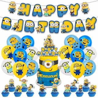 Anime Cartoon Despicable Me Minions Gru Theme Kids Happy Birthday Party Supplies Cake Topper Balloon Banner Party Decoration