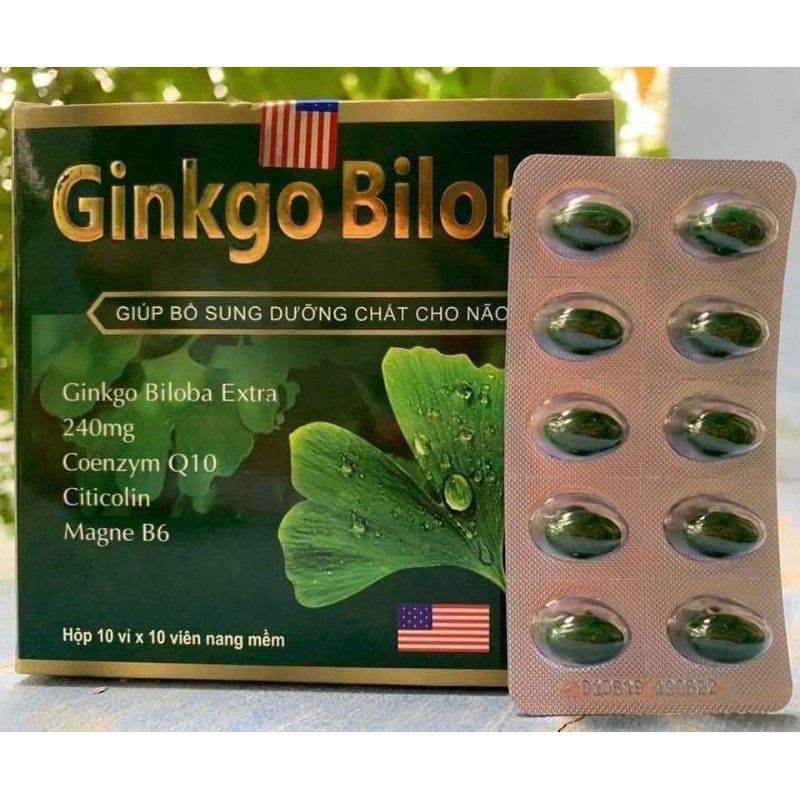 {Chính hãng} Hoạt huyết dưỡng não Ginkgo Biloba 240mg dưỡng chất cho não; tăng cường tuần hoàn máu não _ Hộp 100 viên .