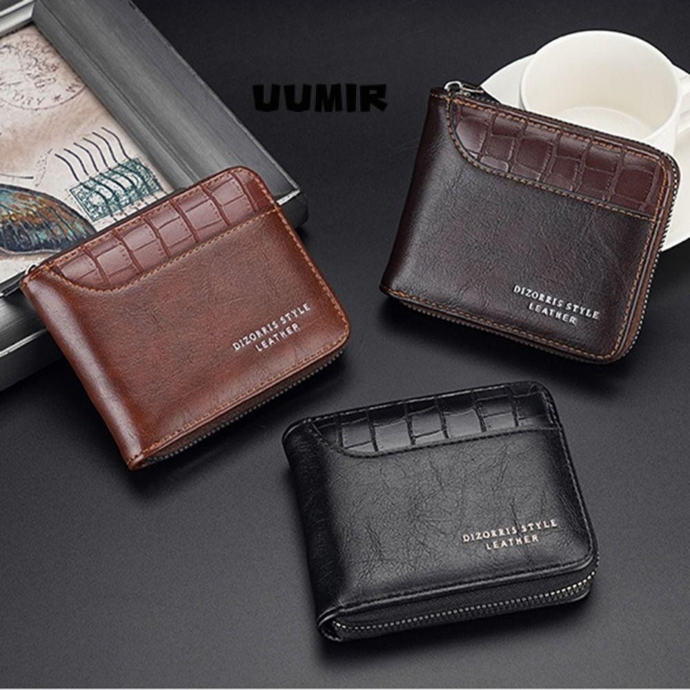 UUMIR Ví nam ngắn, Ví đựng tiền xu Mini nhiều khe bằng da PU, Túi đựng tiền di động chống trộm di động
