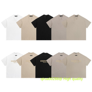  Bán Hàng có sẵn Tất cả các trận đấu thường ngày FEAR OF GOD FOG Double Line ESSENTIALS American High Street Cổ chữ V Cotton nguyên chất Áo thun ngắn tay 
