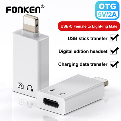 Fonken USB-C Để Chiếu Sáng Đa Năng Sạc Adapter Type-C Nữ Sang iOS Nam Bộ Chuyển Đổi Tai Nghe OTG Hỗ Trợ Truyền Dữ Liệu
