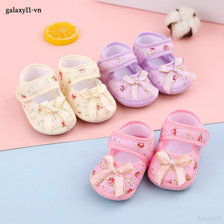 Giày công chúa hoa bé gái đế mềm miệng vuông 0-12 tháng tuổi giày cotton trẻ mới biết đi