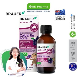 Siro Brauer Black Elderberry Cold & Flu Forte 100ml - Hỗ trợ tăng cường miễn dịch cho bé
