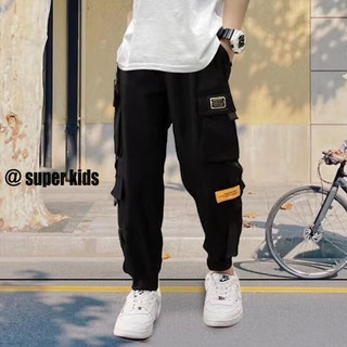 SUPER KIDS Quần trẻ em Quần bảo hộ lao động trẻ em Quần mỏng Giải trí cho bé trai phiên bản Hàn Quốc của quần legging trẻ em hợp thời trang và mát mẻ