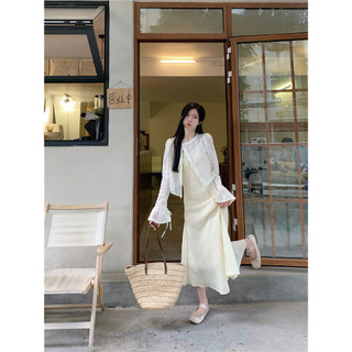 Phụ Nữ Phù Hợp Với Đầm Hai Mảnh Đầm 2024 Phong Cách Mới Ren Cardigan Sling Phim Truyền Hình Hàn Quốc Mặc Phù Hợp Miễn Phí Vận Chuyển Khuyến Mãi