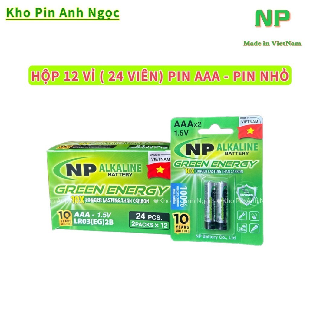 Hộp 24 Viên Pin NP AAA (Pin Nhỏ) Alkaline - Made in VietNam