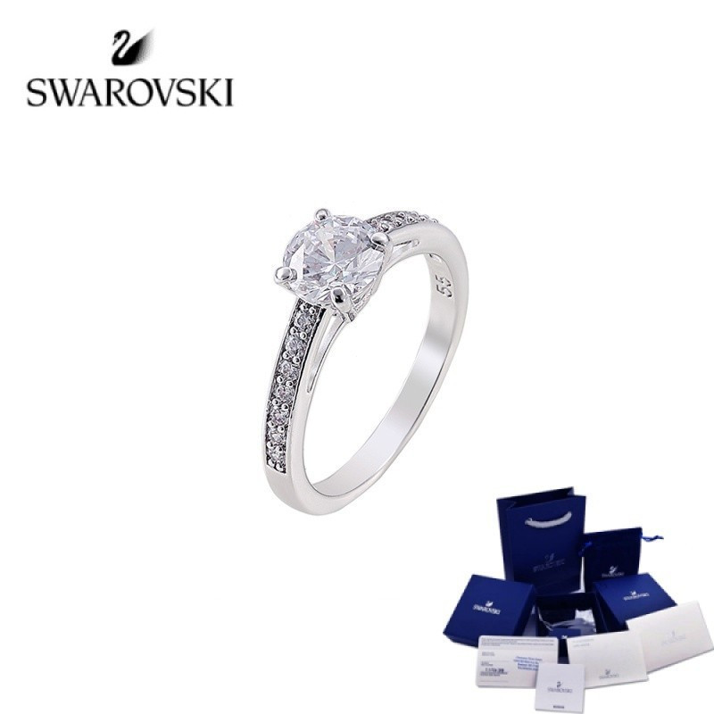 Nhẫn Swarovski hấp dẫn nhẫn cố định nhẫn bạc zircon nhẫn bộ vòng tay vòng bạc thời trang tối giản nh