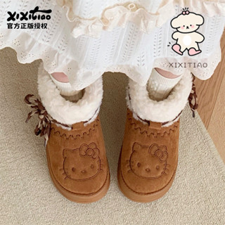  Xixitiao Giày Bốt Tuyết Mùa Đông Nữ Cổ Điển Thời Trang Retro Lót Lông Cừu Đế Dày Giữ Ấm 