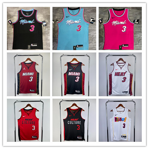 [Hot pressed] Miami Heat No.3 Wade bóng rổ Jersey City edition Jersey