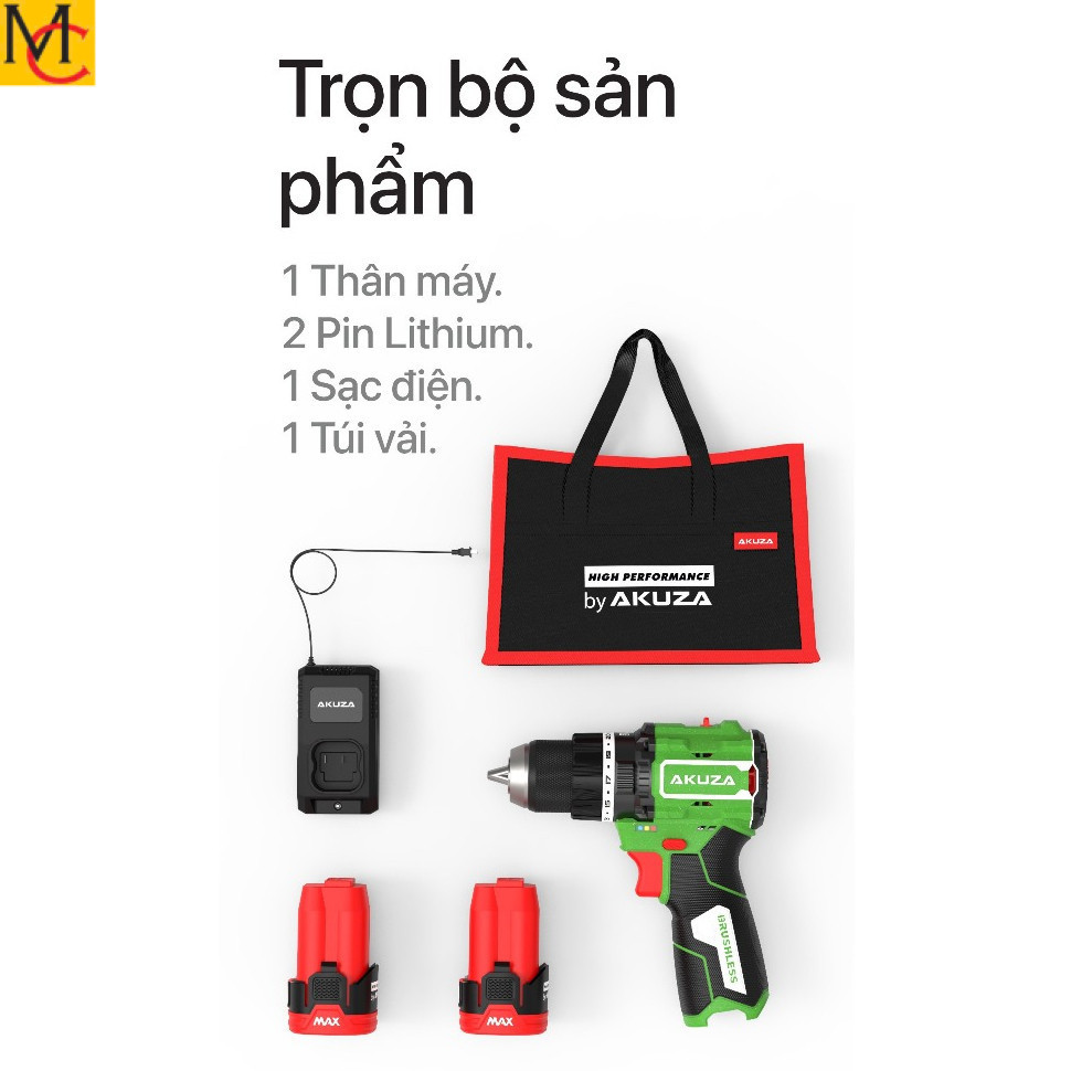 Máy khoan pin Akuza F1 ATC/Máy khoan pin WORKFIX WF-ID1613BL, Động cơ Không chổi than MC máy móc