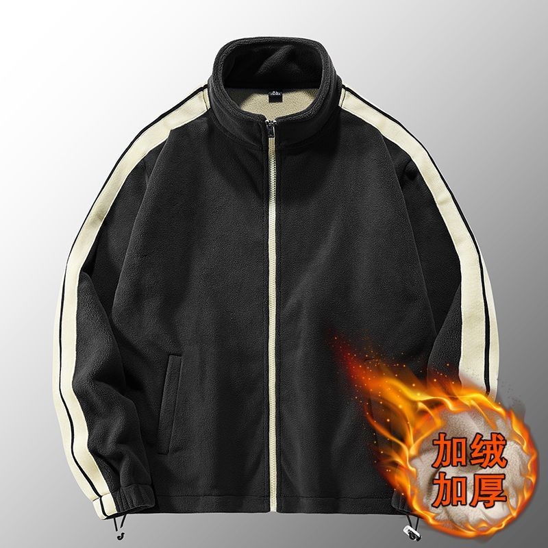 Áo khoác thể thao nam mùa thu đông, áo len cổ đứng, áo khoác dày dặn