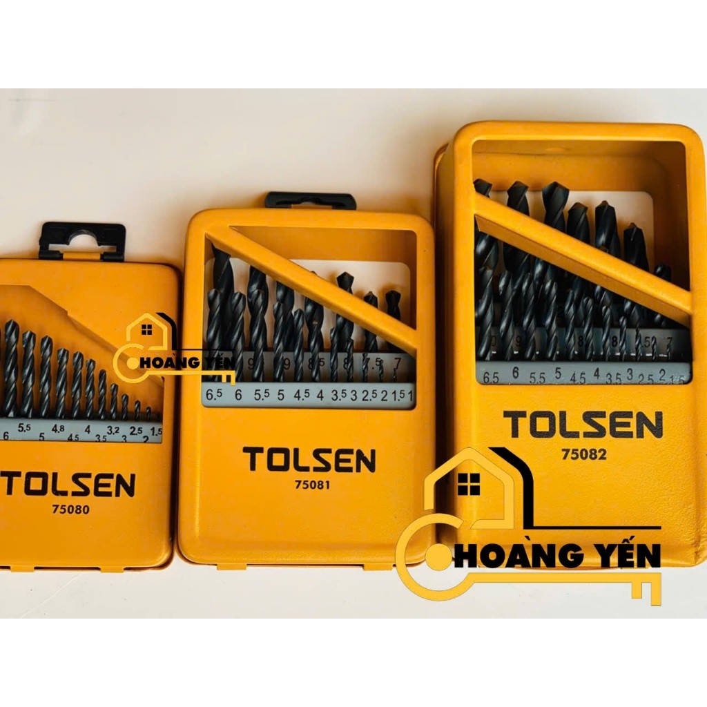 Bộ Mũi Khoan Kim Loại Sắt Gỗ DIN338 HSS 13-25 cây (Tolsen 75080, Tolsen 75081, Tolsen 75082)