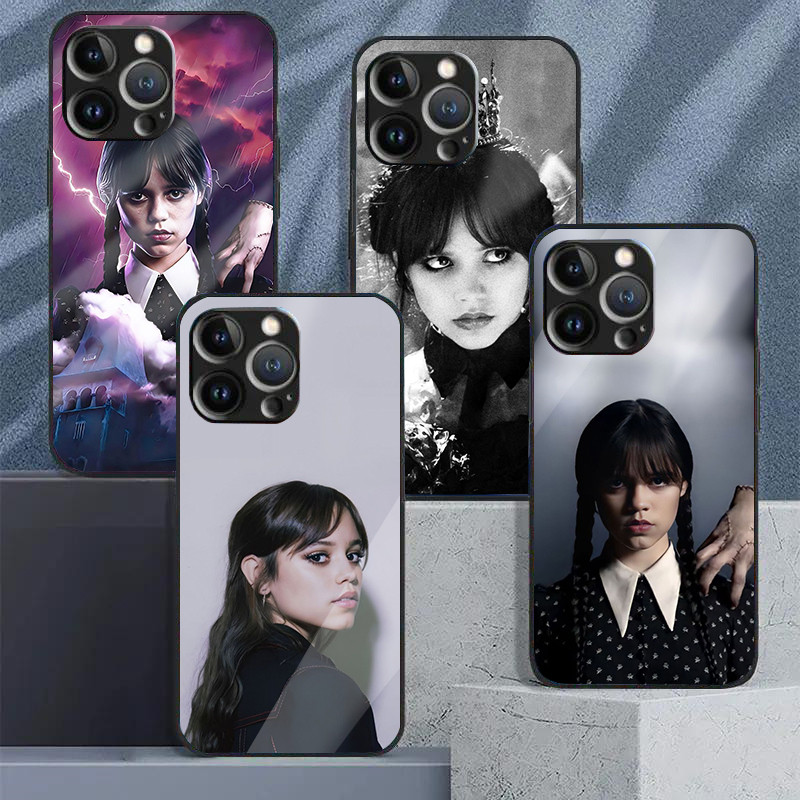 Ốp điện thoại di động kính cường lực Jenna Ortega 01 cho iPhone 16 15 14 13 12 11 Pro XS Max Plus Mi