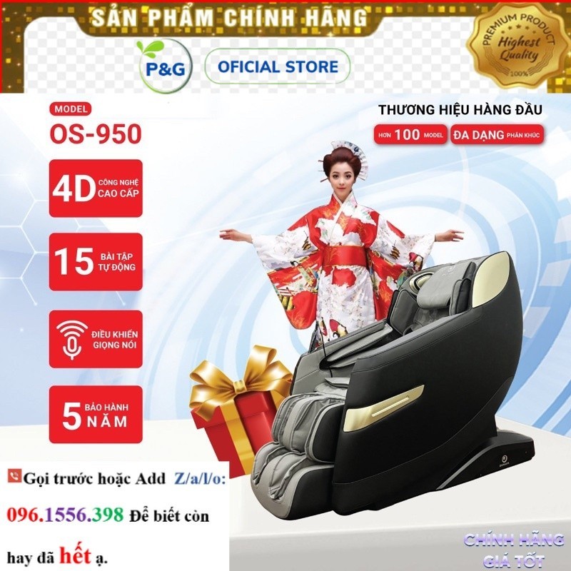 Ghế massage toàn thân Okinawa OS-950 4D+, trị liệu , điều khiển giọg nói - sale