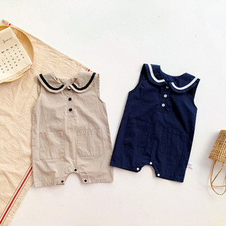 Quần Áo Trẻ Em Quần Áo Mùa Hè Mỏng Phong Cách Cho Bé Tập Đi Ve Áo Preppy Phong Cách Áo Vest Một Mảnh Jumpsuit Trẻ Em Phong Cách Hải Quân