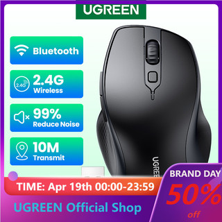 Chuột không dây Bluetooth UGREEN 5 phím thu tín hiệu 5.0 2.4g và USB 4 cấp độ DPI thích hợp cho PC Mac Linux laptop