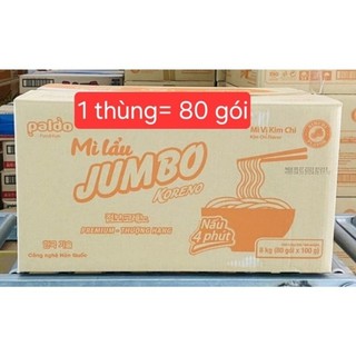1 thùng mì lẩu Jumbo Koreno 80 gói, thùng mì lẩu Hàn Quốc koreno 100 g vị bò cay, mì lẩu jumbo koreno vị kim chi