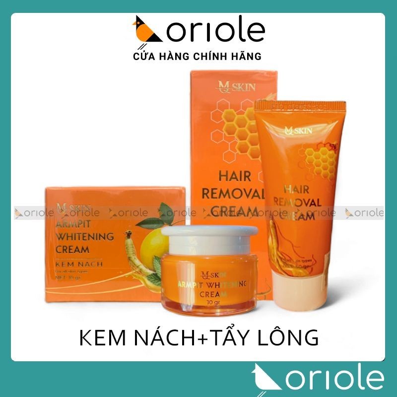 Combo Sâm Chanh Mật MQ Skin - Kem Nách Whitening Armpit Cream + Kem Wax Lông Hair Removal Cream