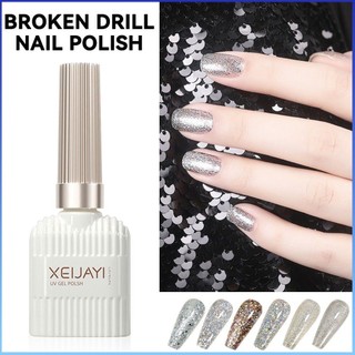 ⚡⚡COD XEIJAYI Gel Sơn Móng Tay 6 Màu Summer Blast Cowherd Sequins Laser Nail Polish Keo Độc Quyền Cho Các Tiệm Làm Móng Tay Phổ Biến Super Flash Silver Diamond Gel Broken Diamond Diamond Glue Nail