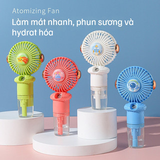 Xịt Nước Di Động Nhiều Màu Sắc Đèn Ngủ Để Bàn Quạt Sạc USB Xịt Dưỡng Ẩm Cầm Tay Tốc Độ Cao Quạt