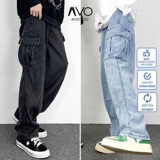 Quần Jeans nam nữ baggy ống xuông túi hộp rộng Unisex QCCC đẹp hottrend 2023- Avocado đẹp