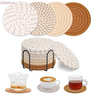 Dalton 8 / 10 Tấm lót ly Trivet dệt, Đế lót ly uống nước tròn thấm hút, Bộ thảm trải bàn thủ công chống trượt hiện đại giữa thế kỷ