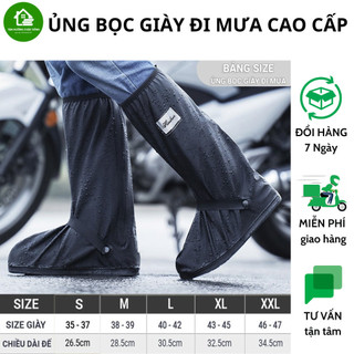 Bọc giày đi mưa. bảo vệ giày đi mưa cổ cao,ủng bọc giày đi mưa cổ cao đế cao su chống trơn trượt