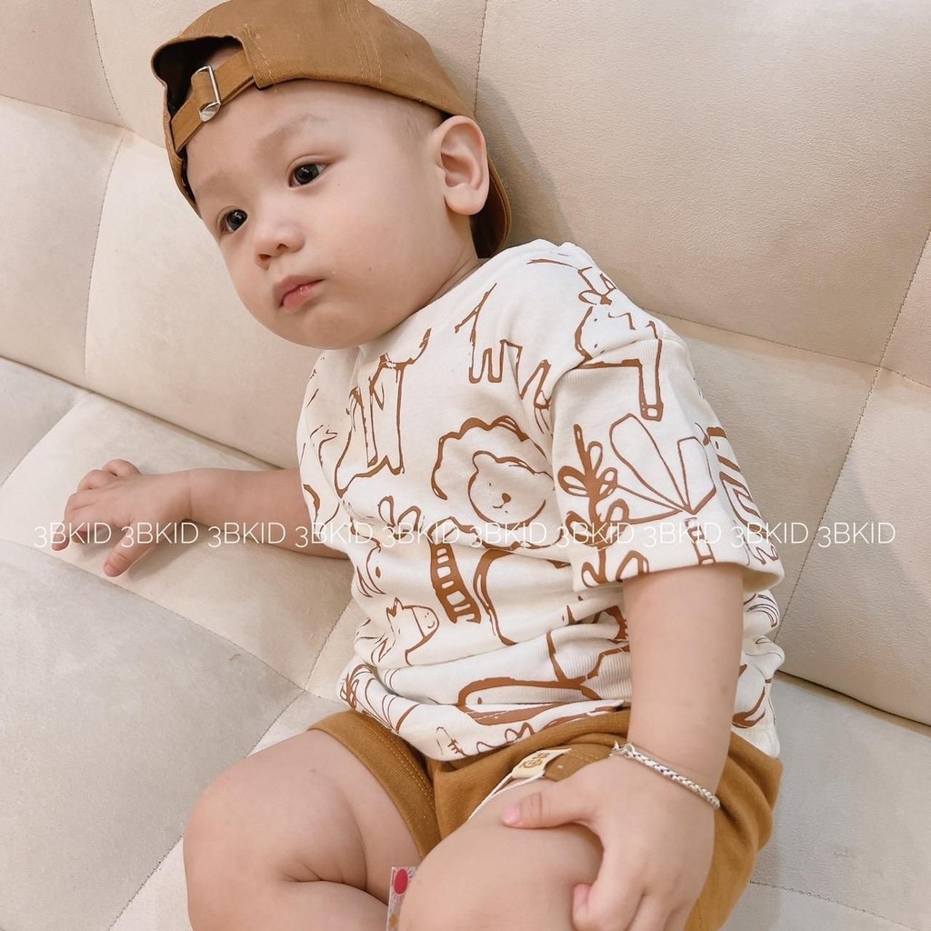 [BÉ GẤU]  Set thú nâu cotton bé trai 3BKID mềm mịn