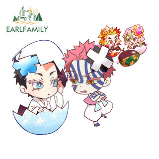Earlfamily 13cm x 10.7cm Demon Slayer Anime Xe Dán Ngộ nghĩnh Tắc Xước Xước Kính Chắn Gió Xe Máy Vinyl Decal Kem Chống Nắng Phụ Kiện Xe Hơi
