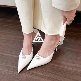 Giày cao gót nữ AZ có váy gót mỏng giày ngọc trai dép đơn giản cao cấp