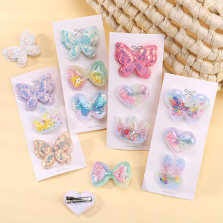 3 Cái / bộ Trẻ Em Hoạt Hình Thỏ Thái Bướm Kẹp Tóc Đáng Yêu Bé Gái Chảy Kim Sa Lấp Lánh Phụ Kiện Tóc Bán Buôn