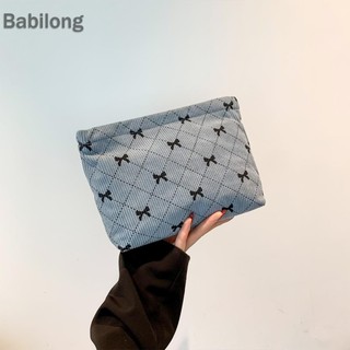  Túi đựng mỹ phẩm du lịch dành cho nữ Túi đựng đồ vệ sinh in hình nơ vải nhung Túi ngoài trời dành cho nữ