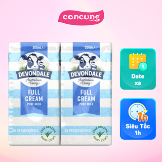 Sữa tươi nguyên chất tiệt trùng DEVONDALE MILK (DEVONDALE FULL CREAM MILK) 200ml - Lốc 6 hộp