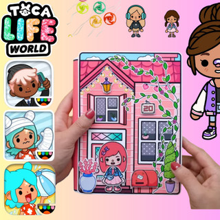 Đồ chơi giấy ngồi nhà búp bê, đồ chơi tocaboca, Peach Color House In Quiet Book, ngôi nhà kuromi