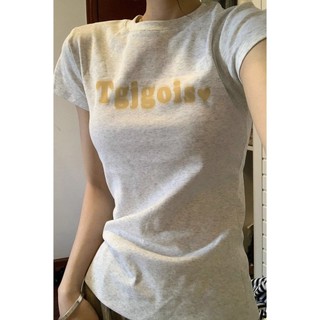 【100% cotton 】Áo baby tee Áo Thun ôm body Áo y2k Áo thun ngắn tay in chữ Slim-fit