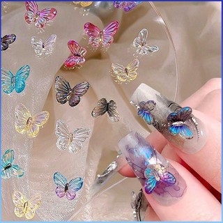⚡⚡COD Butterfly Resin Nail Art Thạch 30 chiếc Aurora Bướm đầy màu sắc Pha lê Phụ kiện làm móng Băng ba chiều Trong suốt Độ dốc lớn và nhỏ DIY Trang trí móng tay