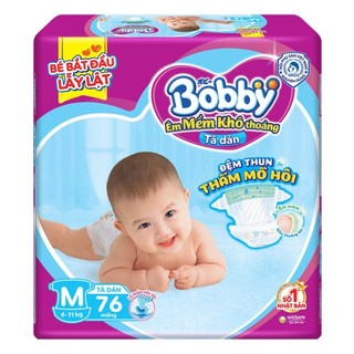 Tã dán Bobby Fresh Siêu thấm - Khô thoáng M76 ( Giao bao bì ngẫu nhiên) - concung