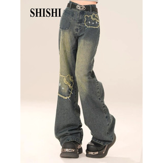 SHISHI quần ống rộng quần nữ jean Stylish Korean Casual Cute WLK2451LM3 23Z240607
