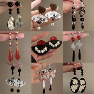 Trung Cổ Phong Cách Dài Tua Rua Quạt Thả Bông Tai Phong Cách Trung Hoa Mới Phong Cách Retro Dân Tộc Rửa Tranh Quạt Thả Bông Tai Cổ Điển Trung Quốc Pipa Bông Tai Thả Dài Cho Bé Gái Trang Sức