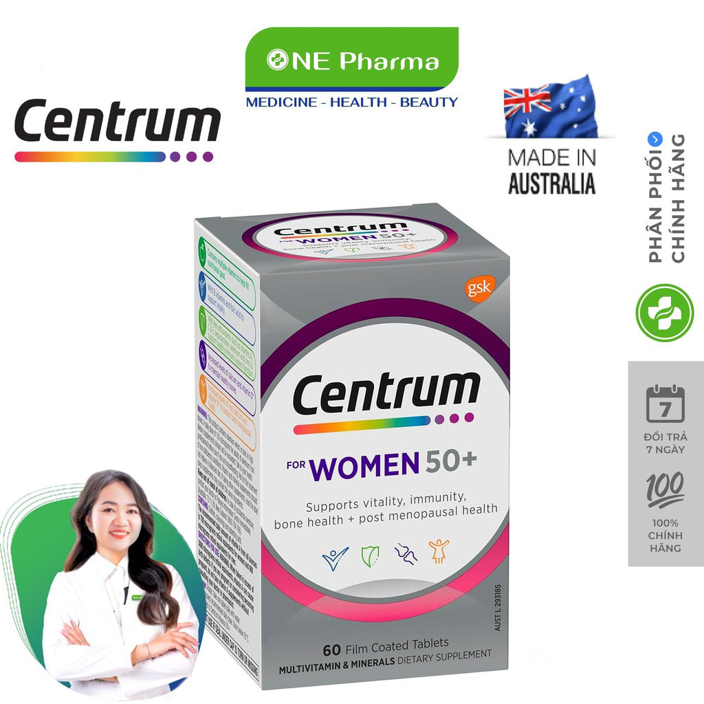 Viên Uống Vitamin Tổng Hợp Centrum For Women 50+ Cho Phụ Nữ Trên 50 Tuổi, 90 Viên
