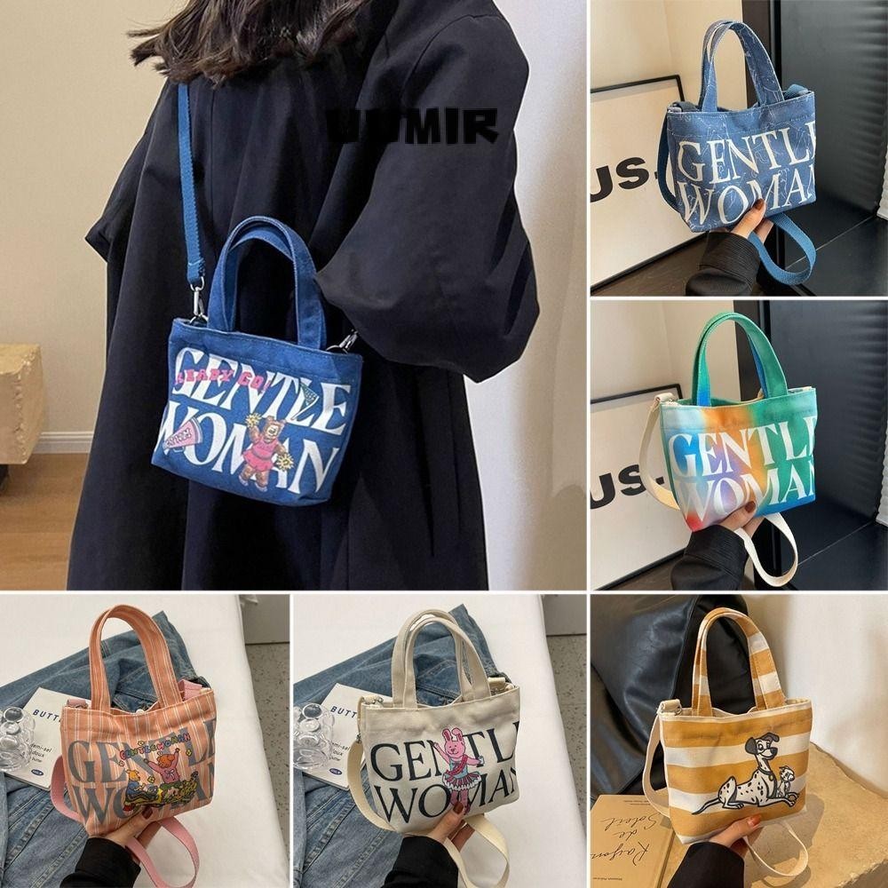 UUMIR Túi đeo vai, Túi đeo chéo vẽ chữ dung tích lớn, Túi son môi trang điểm bằng vải Canvas thời trang Gentlewoman