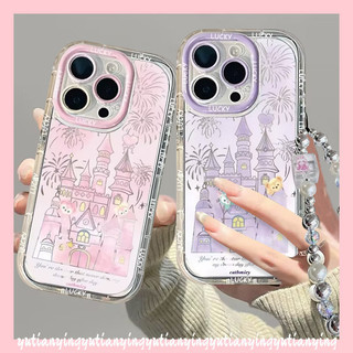 Vòng tay sang trọng Vỏ gương trang điểm Tương thích cho IPhone 11 15 13 12 14 Pro Max XR 8 7 15 Plus X XS Max Thương hiệu hợp thời trang Hoa sáng tạo Dream Castle Bìa mềm