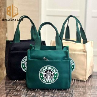 Túi đựng hộp cơm trưa Starbucks Túi Tote vải có dây kéo Túi đựng mẹ dung tích lớn Túi đựng đồ ăn trưa cho văn phòng Sinh viên làm việc để lưu trữ cốc nước và ô dù
