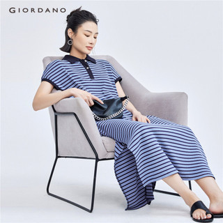 GIORDANO WOMEN Kimono sleeve stripe polo dress 18464920