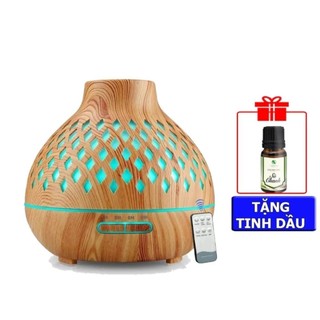 Máy xông tinh dầu khuếch tán phun sương tạo ẩm đèn lồng lưới nga my dung tích 550ml tặng 1 tinh dầu và điều khiển s02